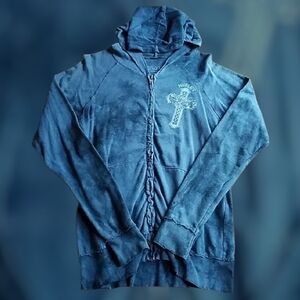 Rare Vintage Y2K Hurley "Freedom Co" Winged Cross Zip-Up Hoodie